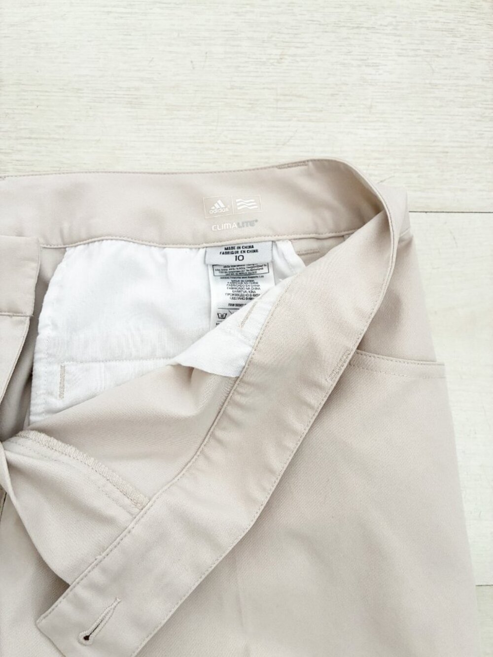 Adidas Climalite Women's Flat-Front Performance Golf Pants Beige AE7002 Size 10 - Picture 3 of 6